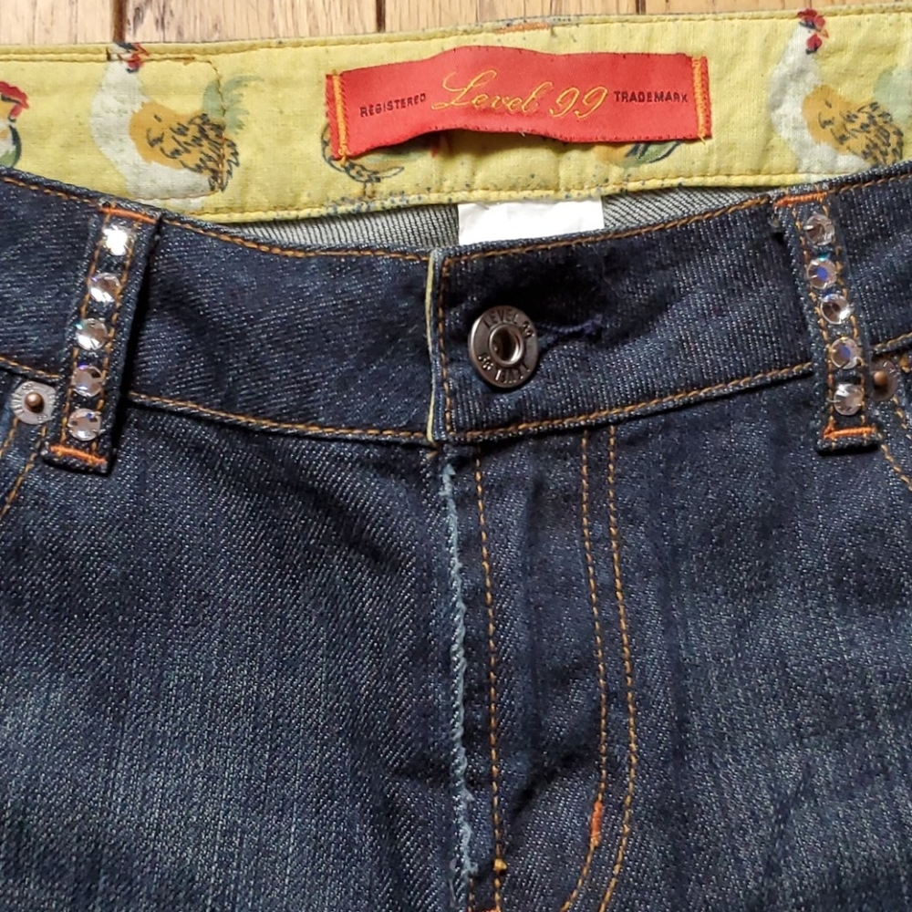 Level 99 Swarovski Crystal Studded Slight Bootcut Denim